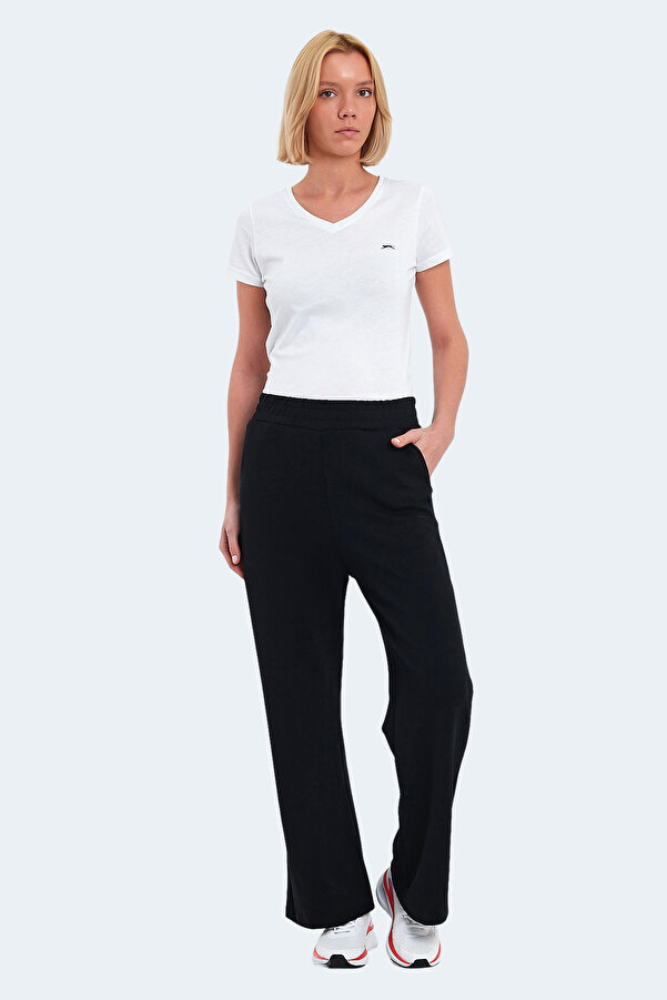 Slazenger Ville Women's Wide Leg Black Sweatpants with Pockets