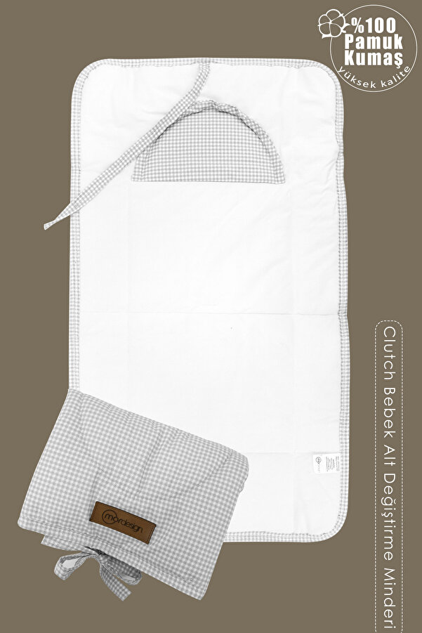 mordesign Bebek Çanta Alt Açma Minderi Alt Değiştirme Pedi Taşınabilir Bakım Örtüsü Care Seri Gri