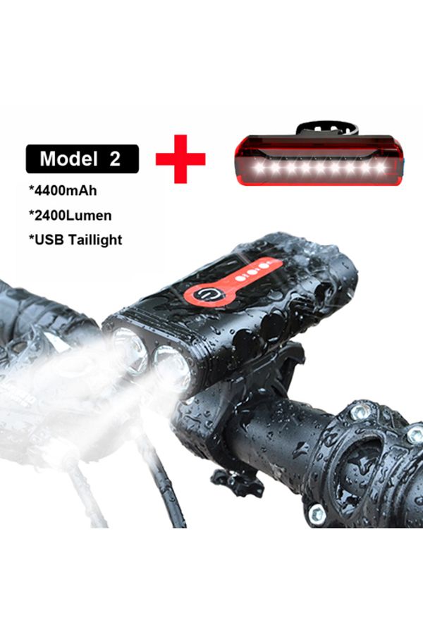 NEWBOLER Super Bright Bicycle Light XML L2 Bike Light Set With USB Chargeable Taillight 18650 Bat. Trendyol