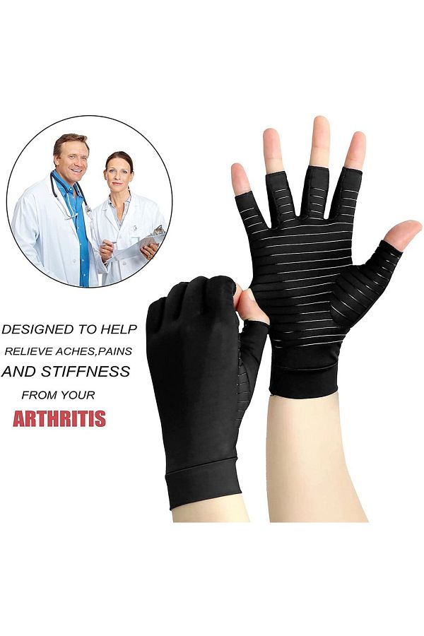 SPOSAFE 1Pair Copper Compression Arthritis Gloves Fingerless for Carpal Tunnel RSI Rheumatoid Tendonit. Trendyol