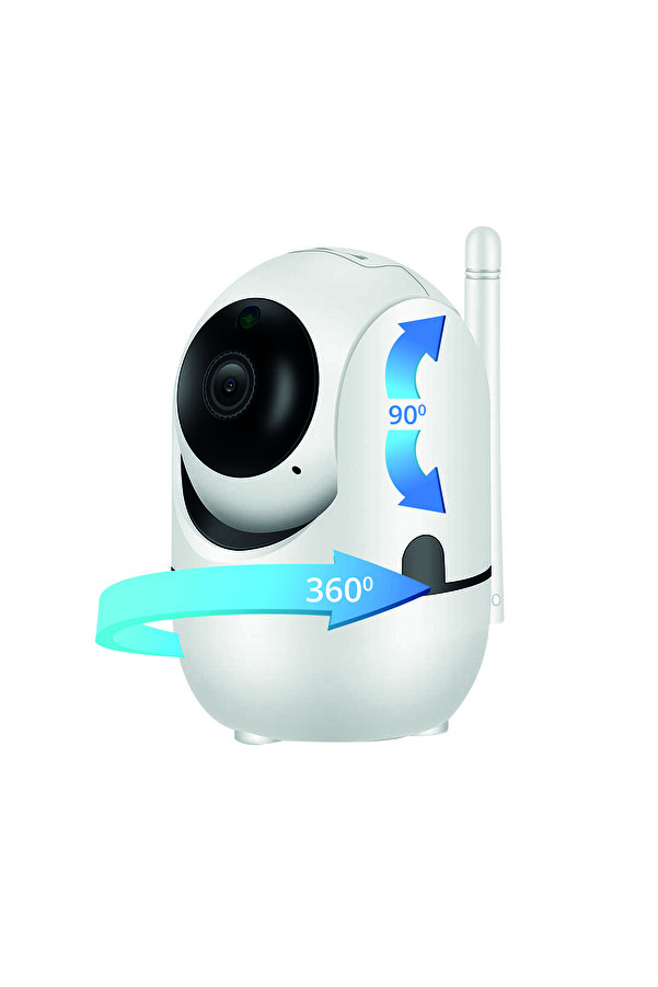 Piranha 9625 IP Kamera Kablosuz 720P Beyaz 360 Derece Baby Kamera