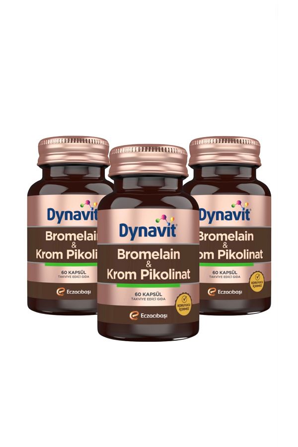 Dynavit-3 PiecesBromelainChrome Picolinate - 60 Capsules 1