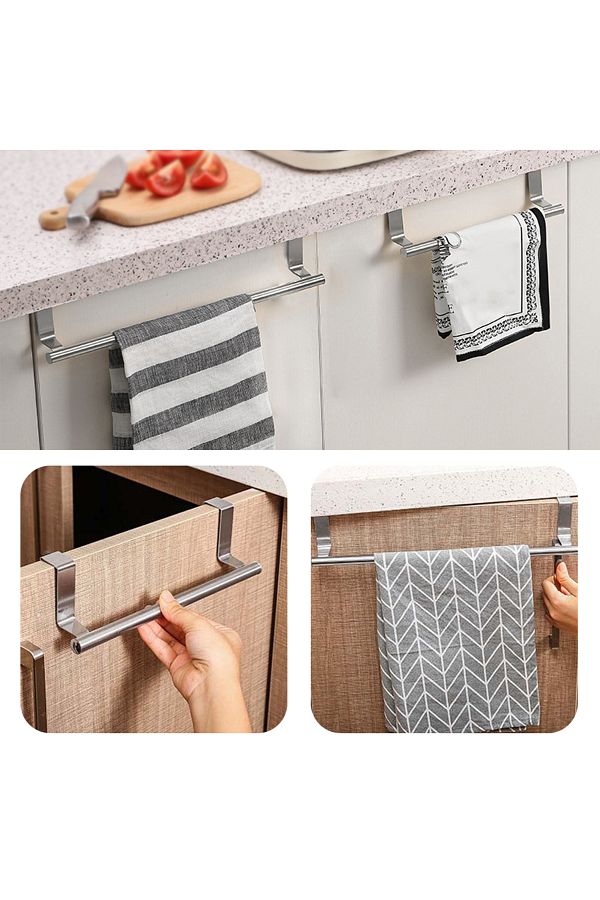 Choice Towel Rack Over Door Towel Bar Hanging Holder Stainless Steel Kitchen Cabinet Bathroom Towel Rag Trendyol
