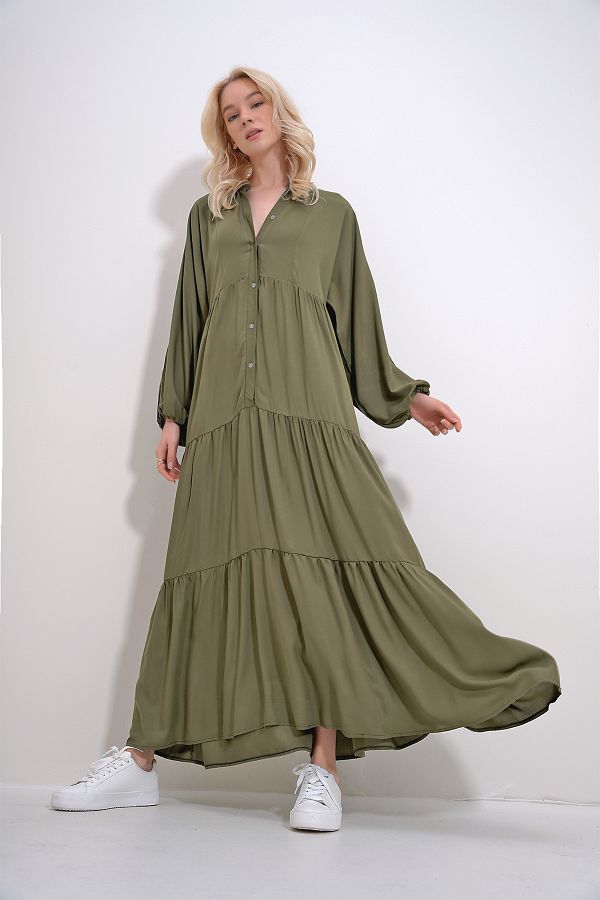 Trend Alacat Stili Modest Dress Khaki A line Trendyol