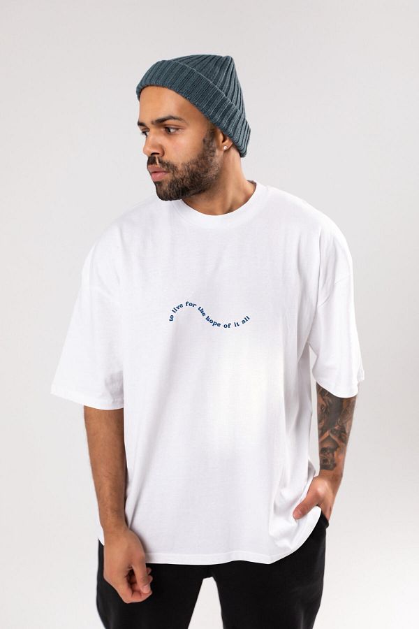 diana store-Live for the Hope Written White Short Sleeve Unisex Oversize T-Shirt 1