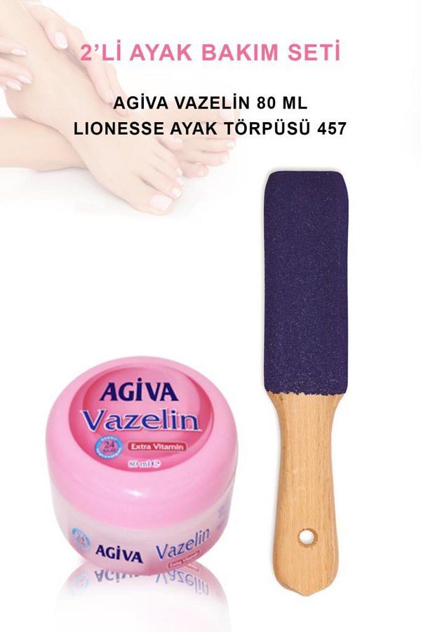 Lionesse-Wooden Foot File Agiva Vaseline Moisturizing Repair Foot Care Set 1