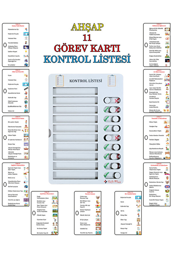 gift plus Ahşap Kontrol Yapılacaklar Listesi 11 Farklı Görev Kartı