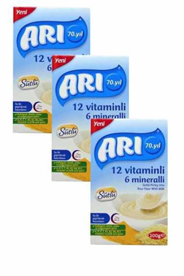 Arı Mama Sütlü Pirinç Unu 200 Gr Bebek Maması 3'lü Paket