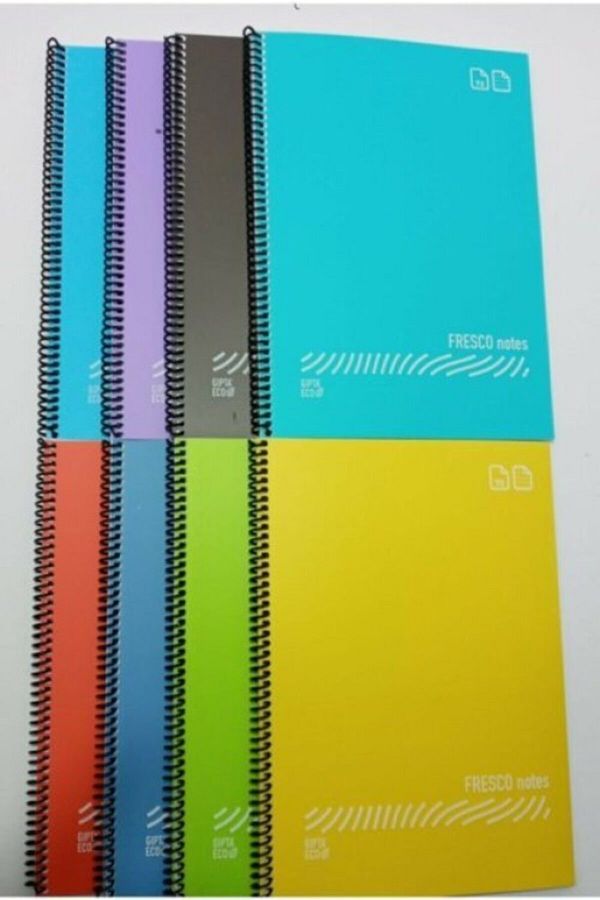 Gıpta-Fresco Spiral Plastic PP Cover Notebook 80 Sheets Checkered Pack of 12 1