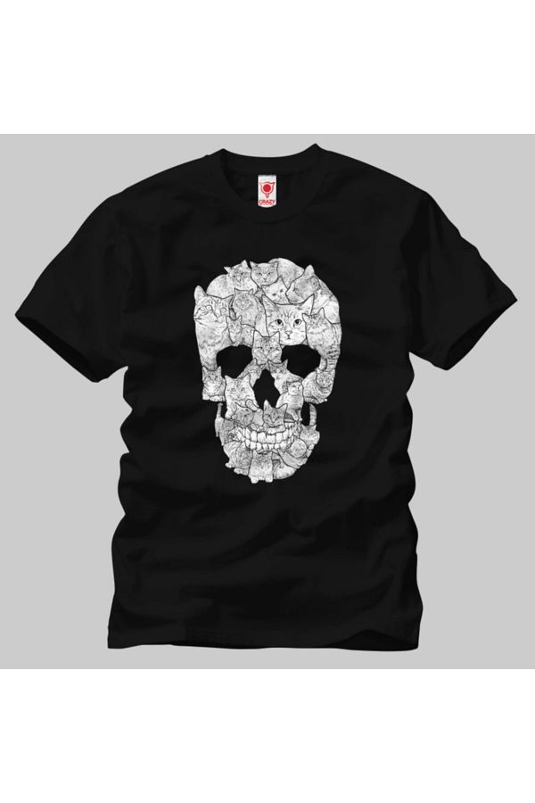 Crazy men s T shirt Sketchy Cat Skull Design Trendyol