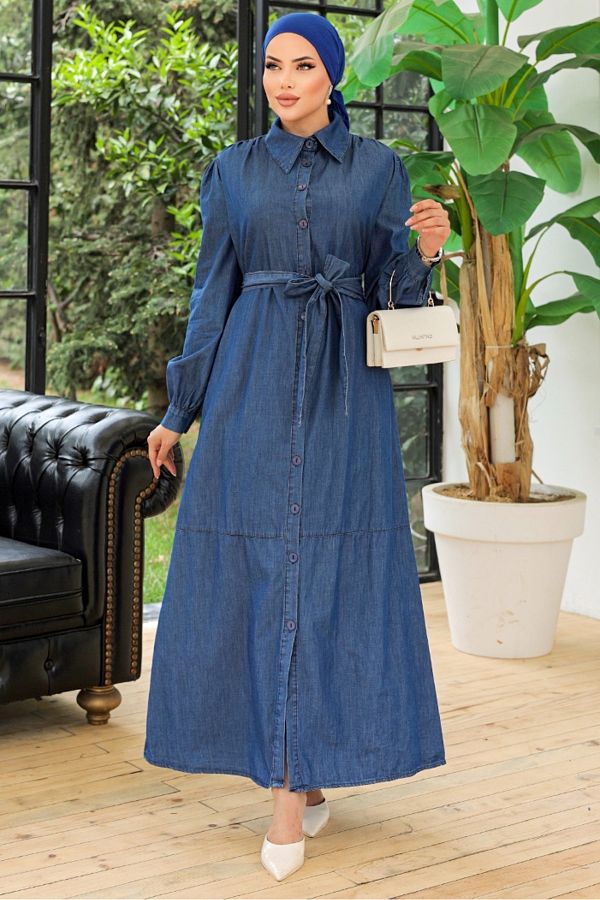 Dark blue denim dress cheap