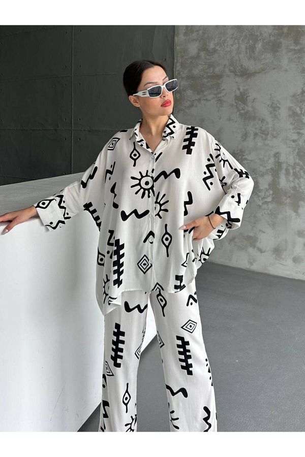 ZF BUTİK-BOTTOM LINEN SET PATTERNED OVERSIZE 1