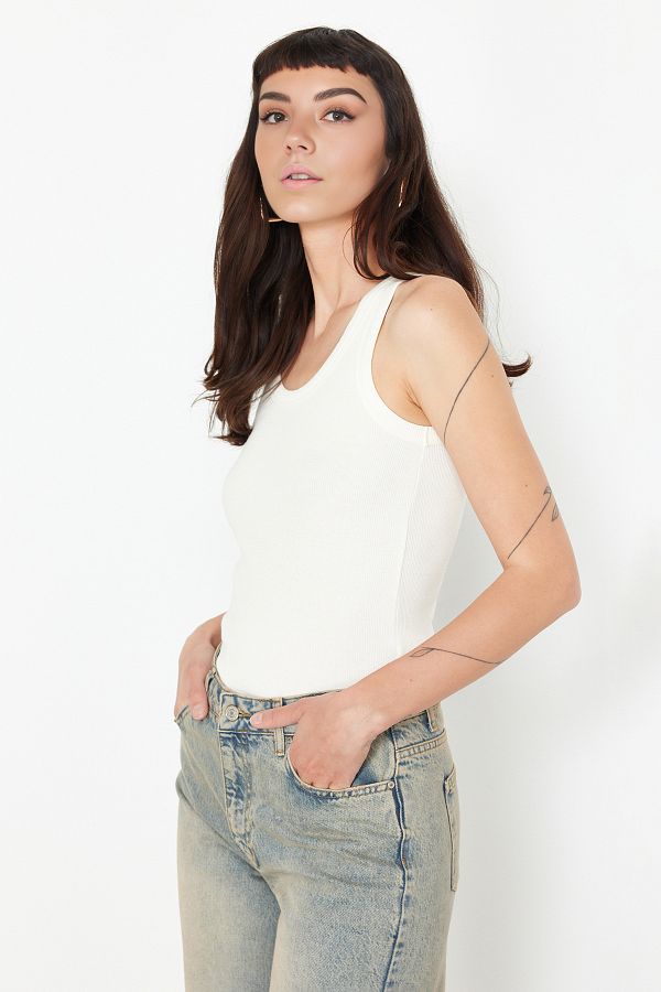 Trendyol Collection-Ecru Pool Collar Fitted/Flexible Knitted Undershirt TWOSS24AL00068 1