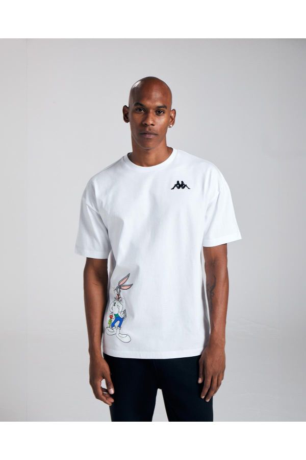 Kappa-Authentic Dajen Warner Bros Unisex White Black Comfort Fit T-Shirt 1