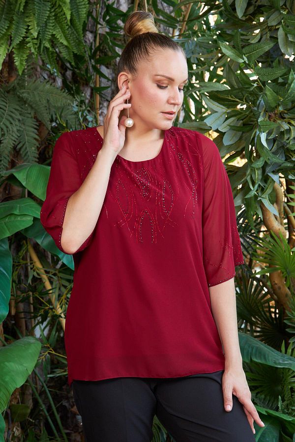 Burgundy chiffon blouse shop