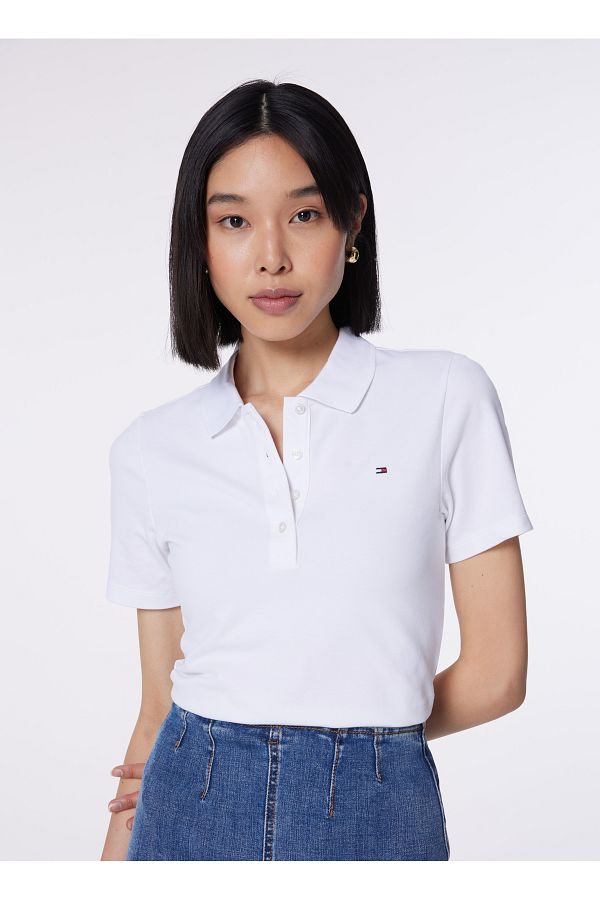 Tommy Hilfiger-تي شيرت بولو نسائي أبيض عادي 1