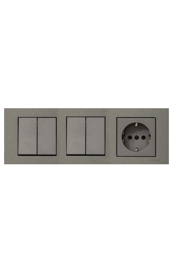OVİVO-Ovivo Grano Anthracite 3-Piece Set Commutator, Commutator and Grounded Socket Set 1