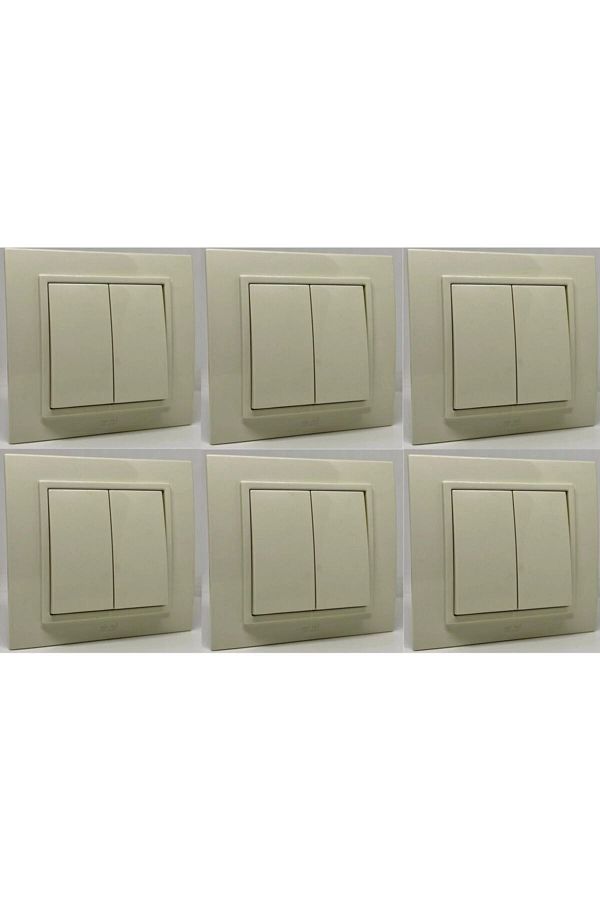 ELBİ-Zena Commutator Double Switch with Frame Cream 6 Pieces 1
