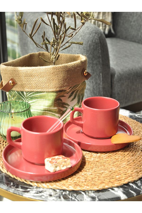 M'art Home-Cera'n 2 عبوة فنجان شاي أحمر كلاريت - 200 مل 1