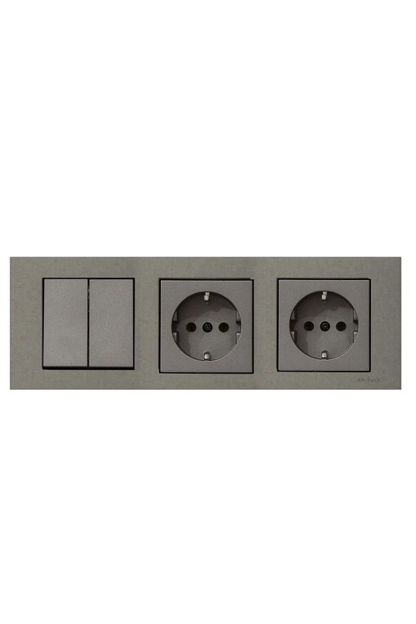 OVİVO-Ovivo Grano Anthracite - Set of 3 Commutator, Grounded Socket and Grounded Socket 1