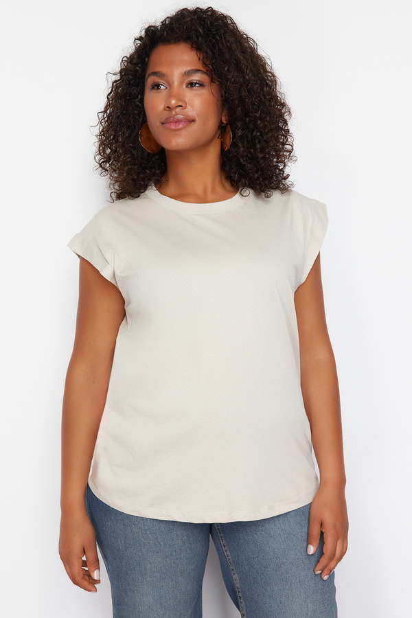 Trendyol Curve-Stone 100% Cotton More Sustainable Boyfriend Knitted T-shirt TBBSS24BF00051 1