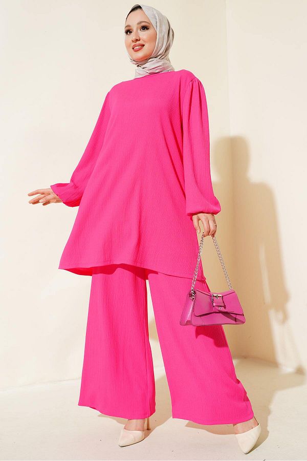 Bigdart-Women's Fuchsia Tunic Pants Bottom Top Set 6663 1