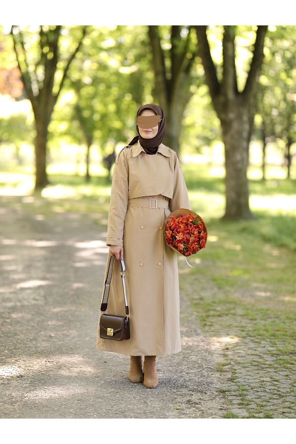 PEKST L Beige Colored Farah Trench Coat Trendyol