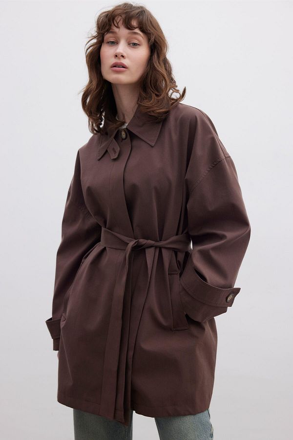 Manuka-Stockholm - Oversize Brown Trench Coat with Shawl Detail 1