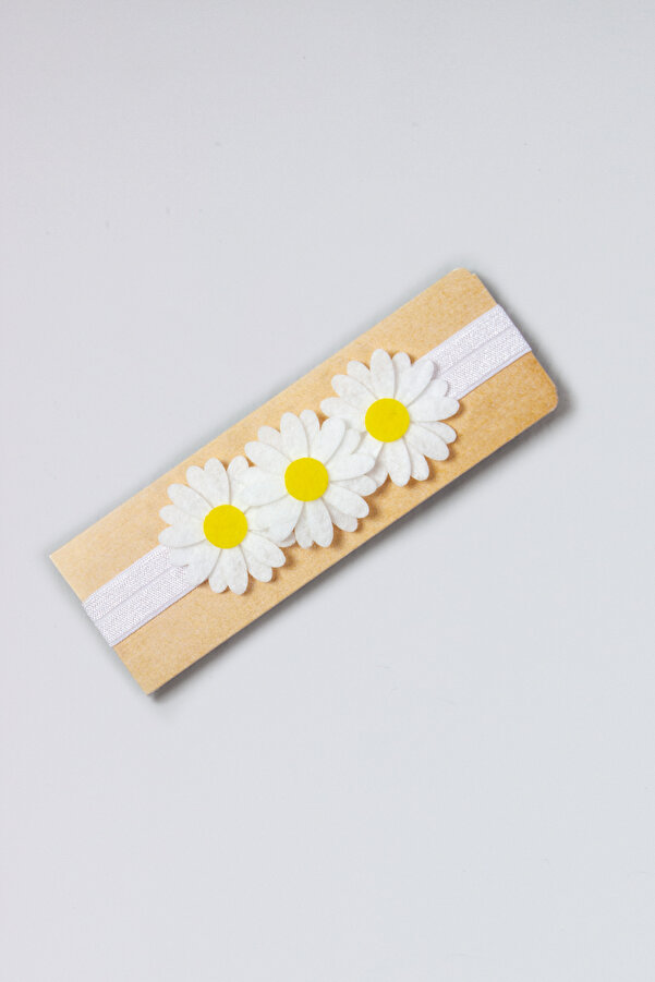 ADABEBEK Premium Papatya Aksesuarlı Kız Bebek Lastikli Bandana