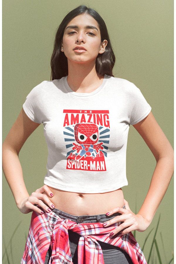 CNGZSHOP-Amazing Spider-Man Patterned Women's Crop Top - Spider Printed 1