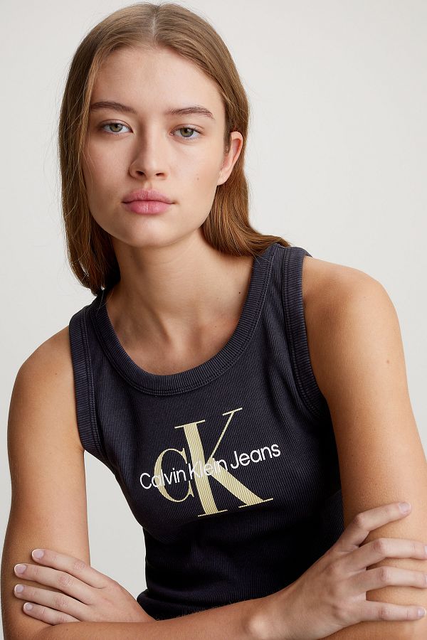 Calvin Klein Jeans Round Neck Printed Black Women s Singlet J20J223160BEH Trendyol