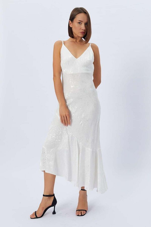 WONEZA EKRU Asymmetrical Strap Dress Design Trendyol