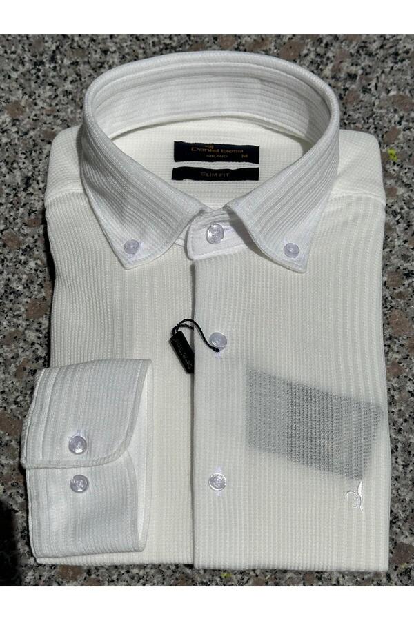 Daniel Bessi-Buttoned Slim Fit Knitted Men's Shirt 1