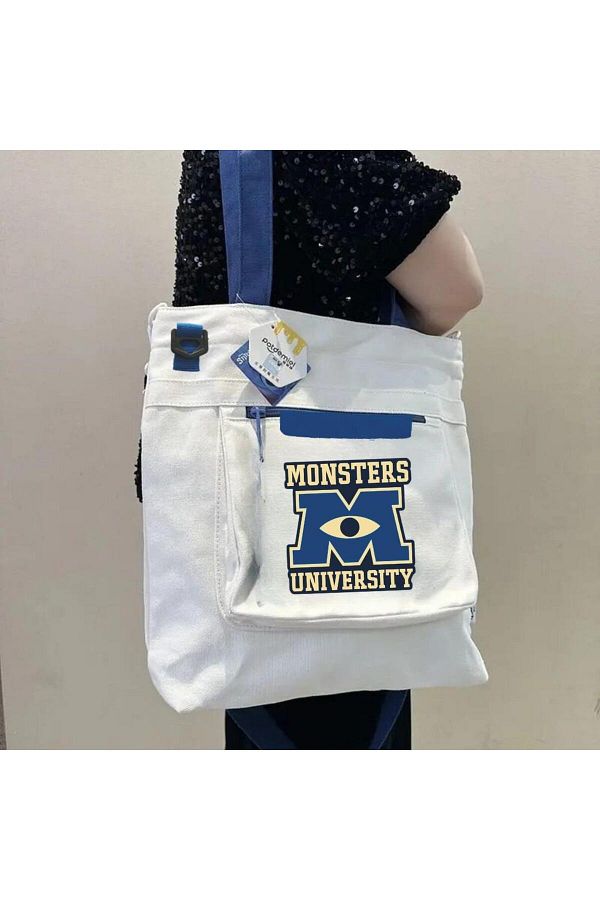 Toum Blue Canvas Monster Messenger Bag Trendyol