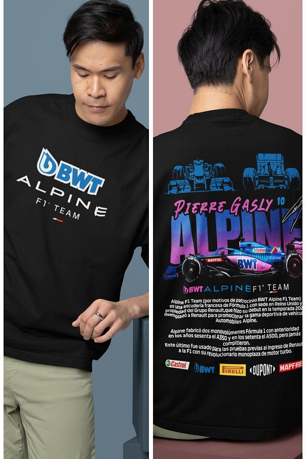 CNGZSHOP Pierre Gasly 10 BMT Alpine F1 Team Unisex Oversize Formula One T shirt Back Printed Trendyol
