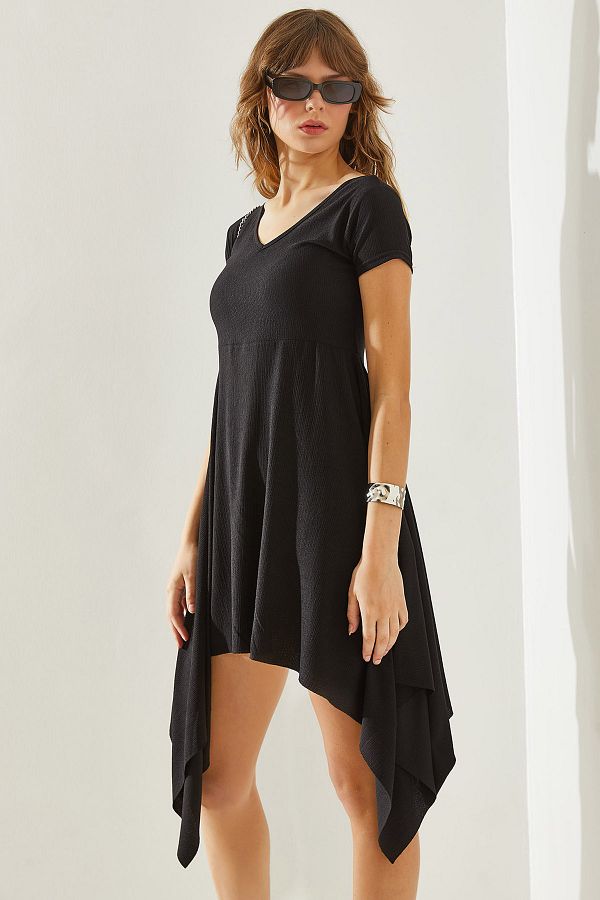 Bianco Lucci-Asymmetrical Cut Wrap V-Neck Women's Dress -60251169 1