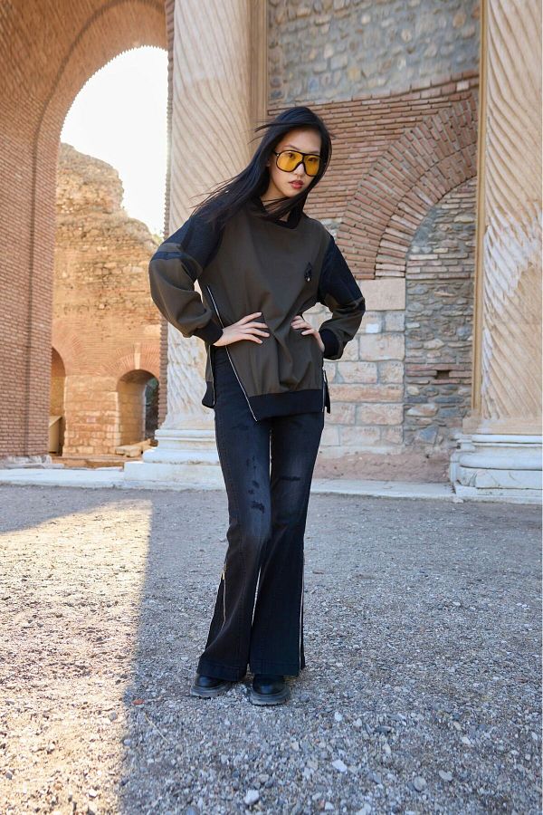 MissWhence-32007 Model Side Zipper Blouse 1