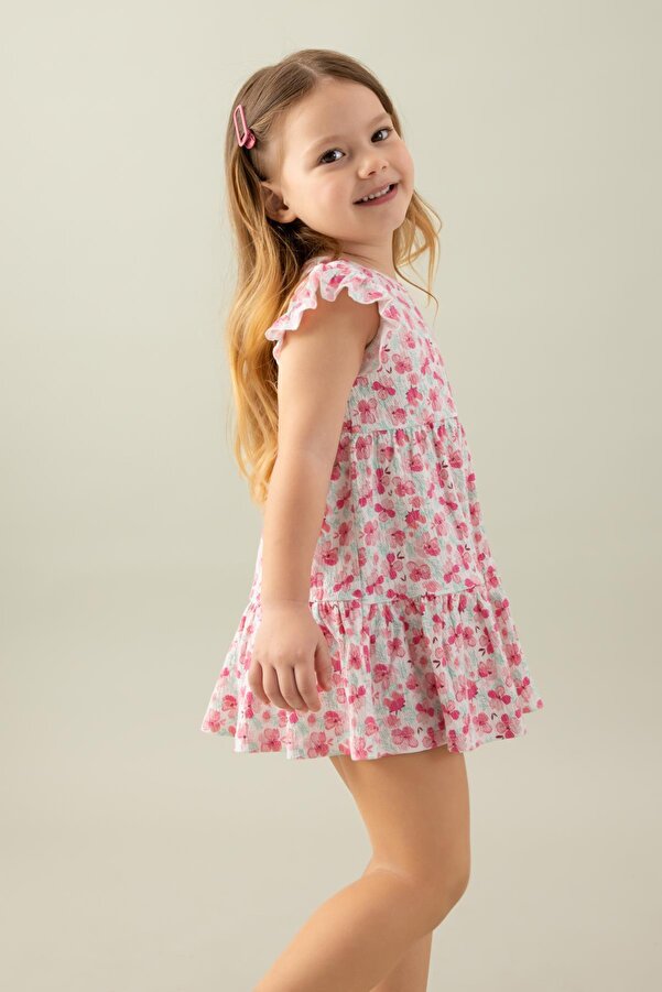 Defacto Short Sleeve Floral Patterned Baby Girl Dress C5207A524SM