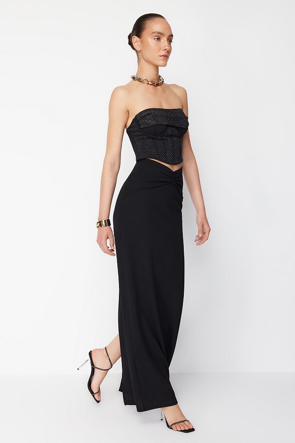 Trendyol Collection-X Zeynep Tosun Black Orme Довга спідниця TCLSS24ET00001 1