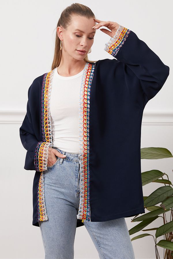 DPAR S Embroidered Kimono Jacket Trendyol