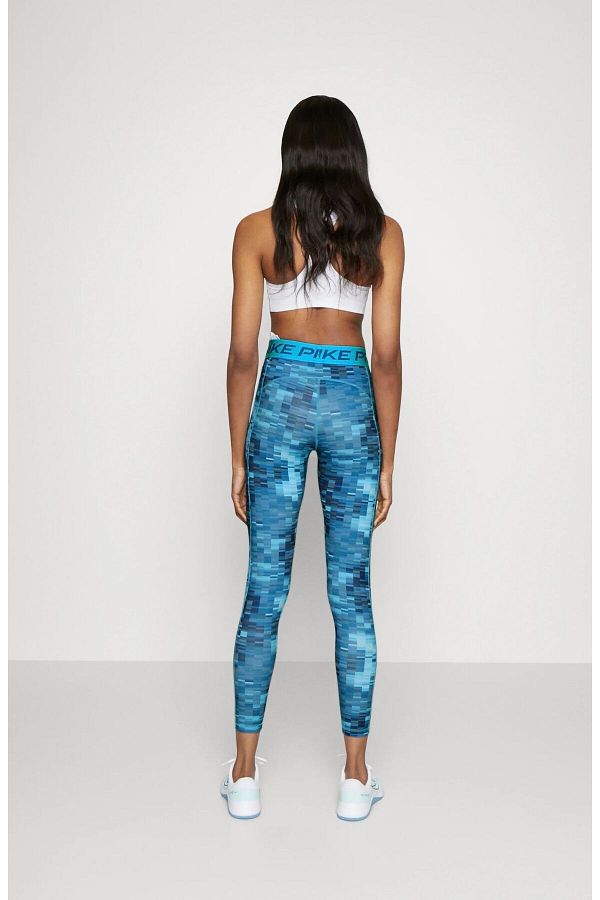 Nike Pro Dri Fit Blue Women s Tights 7 8 Length Allover Printed Training Trendyol