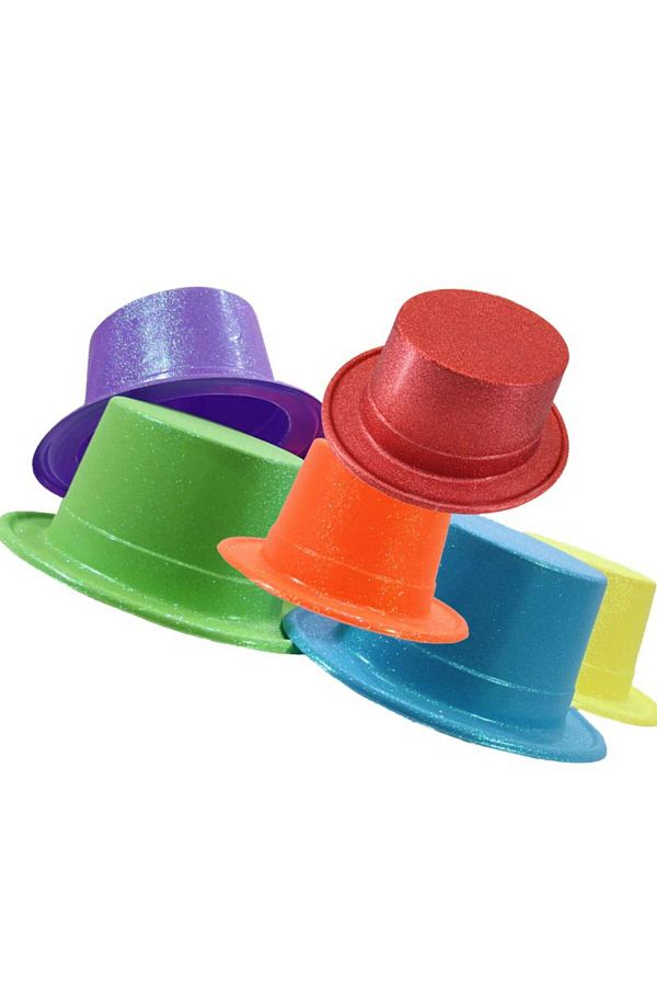 partidolu Bowler Plastic Party Hats Glittered in Mixed Colors 6 Pieces Kids Size Trendyol