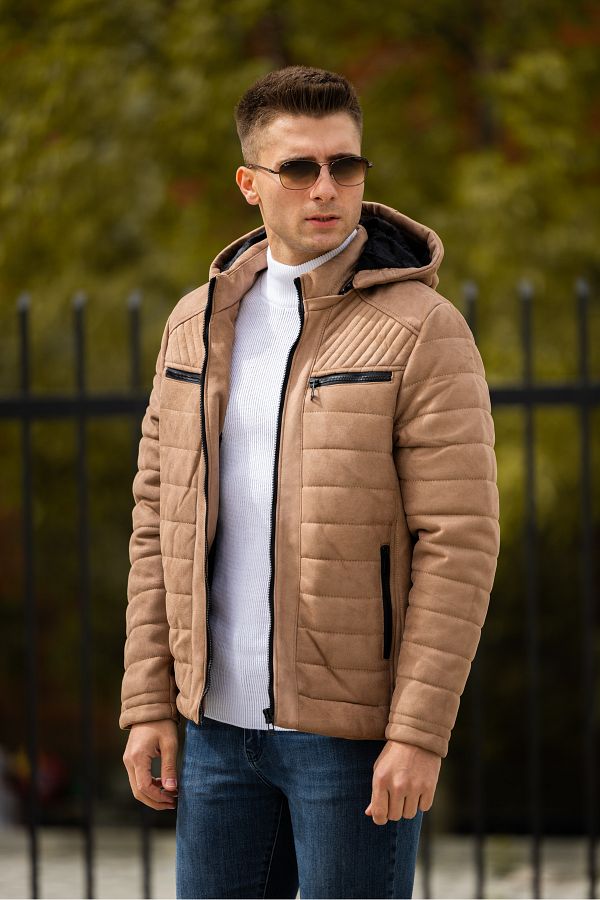 Suede hooded jacket men's 2025