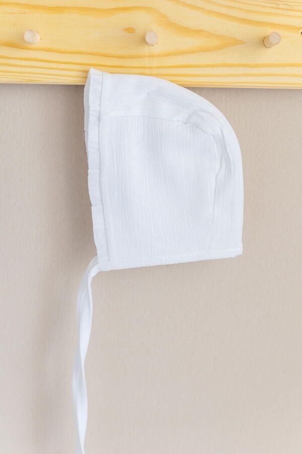 BeyzBaby Şile Bezi Bebek Beyaz Bonnet Ince Fırfırlı Müslin Şapka