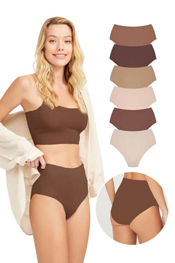 Cottonhill Yüksek Bel Basic Lazer Kesim Bikini Külot 6'lı Paket-2