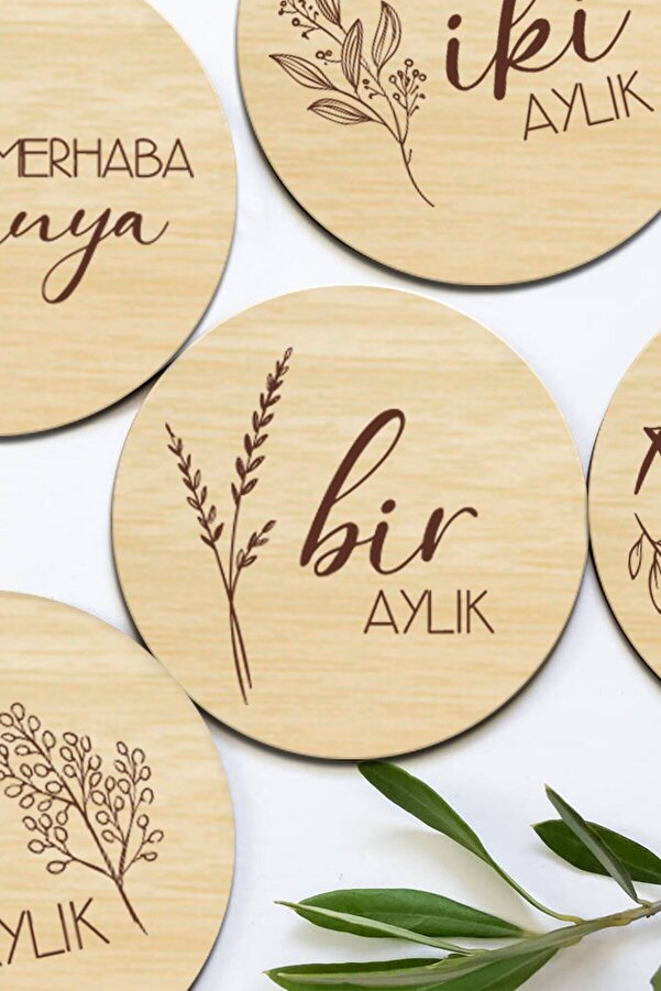 Enjoymydesign Aylık Ahşap Bebek Anı Kartı Seti Bebek Aylık Fotoğraf Kartları Bebek Hediyelik Hatıra Kartı