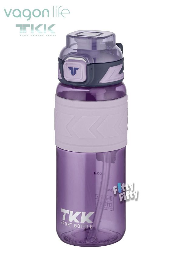 Vagonlife-Tkk 600 ml Dual Use Tritan Water Bottle with Straw/Comfortable Drink Bpa-Free with Carrying Strap Fftkk1019 1