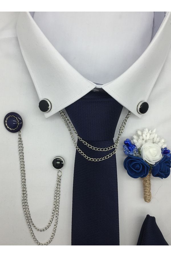 HARES Groom s Tie Set Tie Handkerchief Jacket Collar Chain Jacket Collar Flower Shirt Collar Chain Clip Trendyol