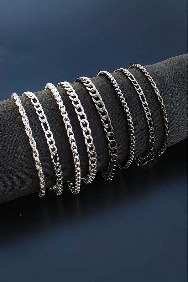 The Collection Set of 8 Bracelets SILVER BLACK COLOR BRACELET SET