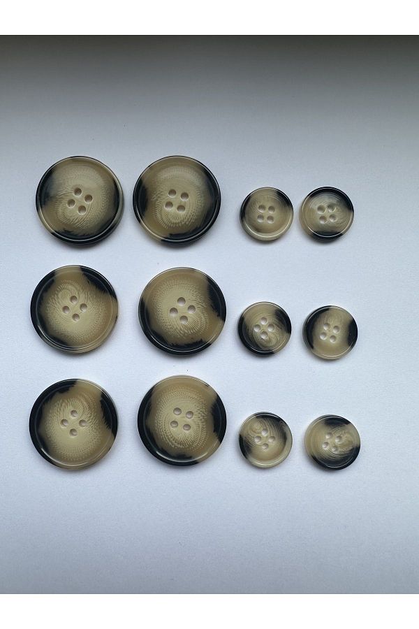 aensia-Camel Brown Black Marble Marble Pattern Design Button Plain Polyester Button - Pack of 12 (6 Large + 6 Small) 1